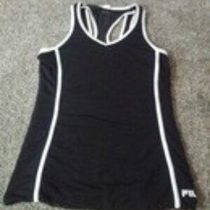 Fila Women'sTank Top Black & White Sleeveless V-Neck Stretch Mesh Yoga Run XS